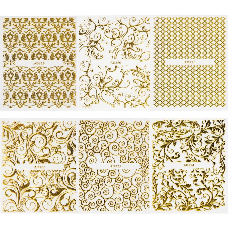 Set of 20 Lace Flowers 3D Nail Stickers, Nail Art,