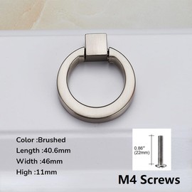 MiJunHD Cabinet Pull,Cabinet Knobs Single Hole Ring Door Handles Furniture Cupboard Dresser Wardrobe Handles Drawer Handles Hardware with Screws (Brushed-1 Piece)