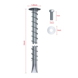 BoltHold SP12-38 Zinc Plated Steel Asphalt Anchors (12” x 5/8”) – 2,000 lb Pull Rated – Includes 1” Hex Bolt & Washer – Secure Sheds, Carports, Bike Racks & More – 6-Pack