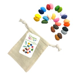 Crayon Rocks Art Supplies Safe For Kids & Toddlers - 24 Coloring Non Toxic Crayons - Tripod Grip Coloring Pencils for Drawing, Learning, and for Handwriting Development - Comes in a Muslin Bag