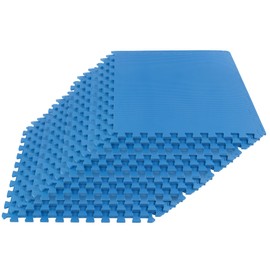 EVA Foam Mat Tiles 16-Pack - 64 SQ FT of Interlocking Padding for Garage, Playroom, or Gym Flooring - Workout Mat or Baby Playmat by Stalwart (Blue)