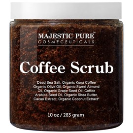 Majestic Pure, Arabica Coffee Scrub, rein natürliches Peeling-Körperpeeling zur Hautpflege, Dehnungsstreifen, Akne & Cellulite, reduziert das Erscheinungsbild von Besenreisern & Krampfadern – 283 g