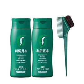 Rishiri Hair Color Treatment (Natural Brown), 7.1 oz (200 g), Set of 2 + Color Care, Horse Hair Brush & Comb