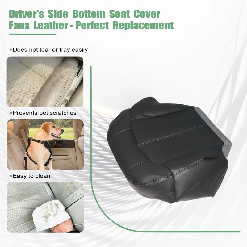 FZJDSD Dark Gray Driver Side Bottom Microfiber Leather Replacement Seat