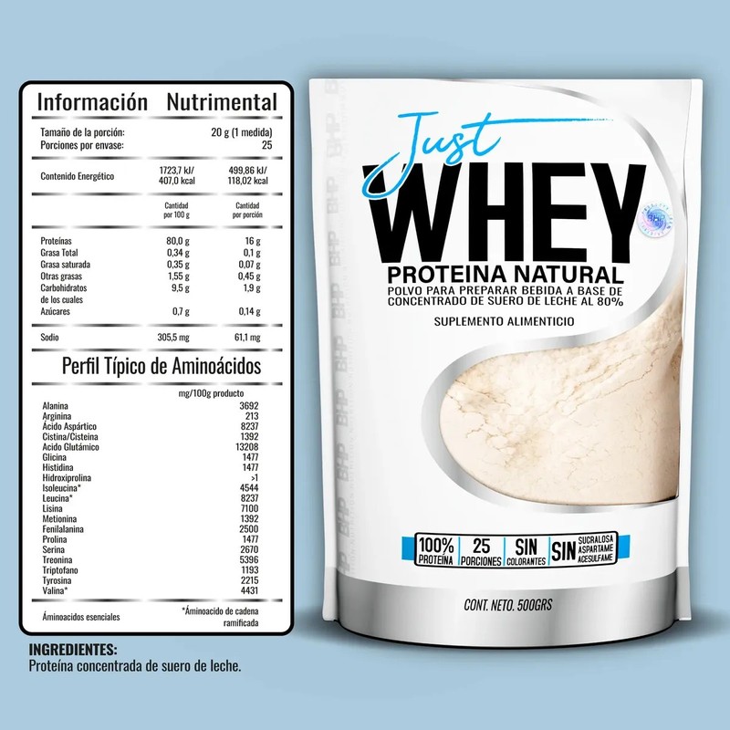 Proteína Whey Protein BHP Nutrition 500 g, Sin Sabor