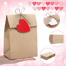 Sinload 24 Set Valentines Day Paper Gift Bags with Heart Tags Valentines Goodie Bags Valentines Candy Gift Bags Valentines Bags for Valentines Day Classroom Exchange Presents Party Favor Wrapped Gifts
