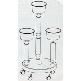 Plant Stand Three Flower Pots or Containers, Modular, Green, Italian, Wheels