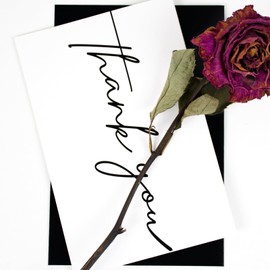 AZAZA Black Thank You Cards with Envelopes 4x6 inch, Bulk 100 Pack Thank You Notes 4 Minimalistic Designs, Funeral Thank You Cards with Envelopes and Gold Stickers for Graduation, Small Business