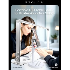 STOLAS Nail Tech Lamp for Desk, 4000K-6000K Dimmable LED Manicure Lamp, Desk Light for Nail Tech-Silver