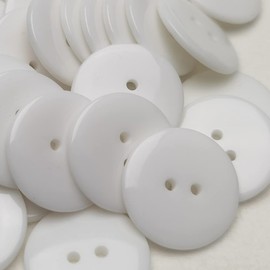 Libiline - 100 botones de resina, color sólido, 2 agujeros, ropa para manualidades, tarjetas de costura, camisa de suéter (3/4 pulgadas (20 mm), blanco)