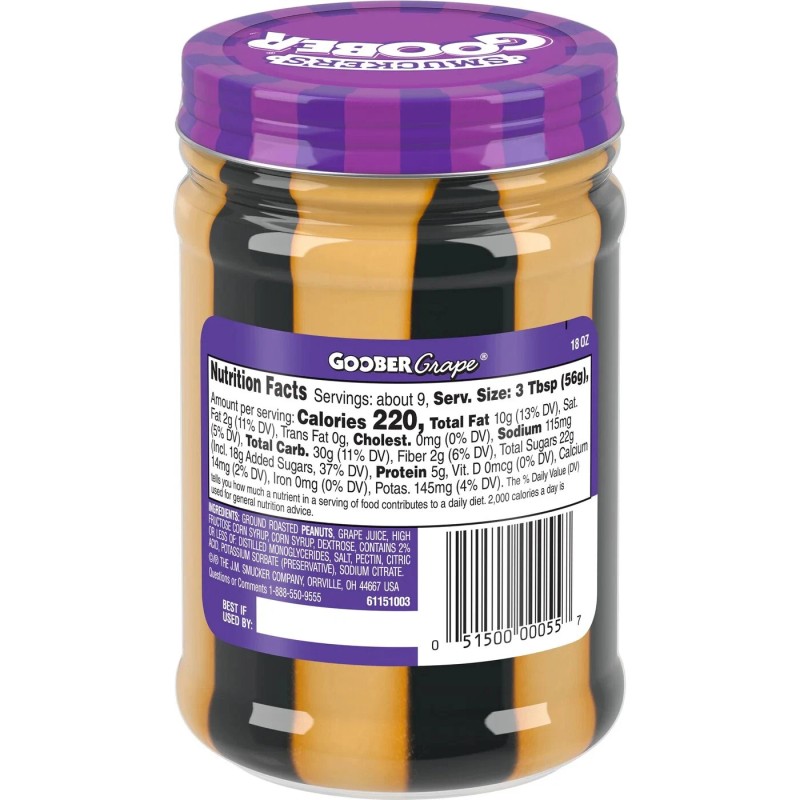 Smucker's Goober Peanut Butter and Grape Jelly Stripes 18 Ounces