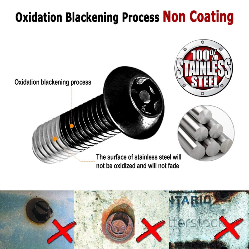 Black Anti Theft License Plate Screws- Rustproof Stainless Steel Security