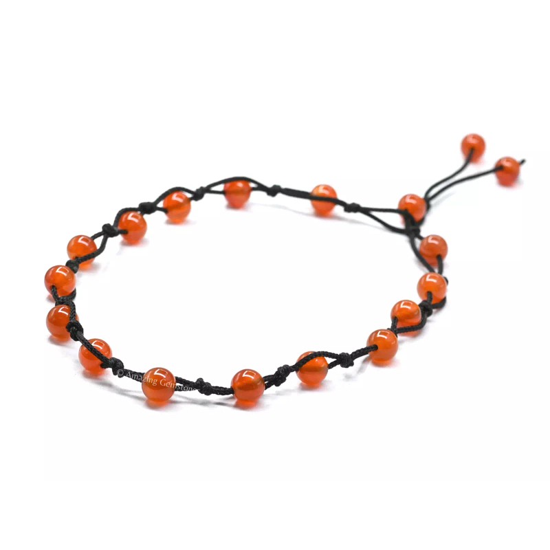 Amazing Gemstones Carnelian Anklet (Hand Knotted) - 6mm Bead Anklet