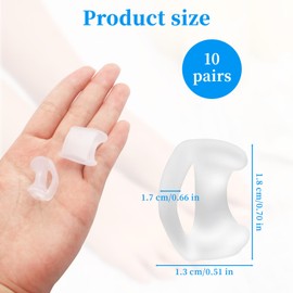 Asofelk 10Pair White Bunion Toe Spacers, Silicone Toe Spacer/Overlapping Toes Pads for Women Men, Soft Gel Orthotics/Little Toe Cushions Straightener for Crooked Toes, Overlapping Toes