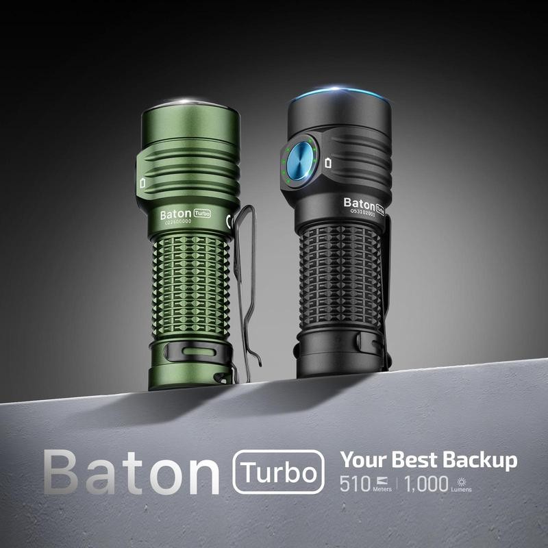 OLIGHT Baton Turbo Compact EDC Flashlight with 510m Long-Range Beam