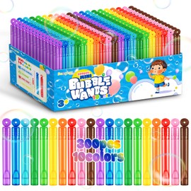 Baegzgx 300Pcs Mini Bubble Wands, Assortment Party Favors Toys for Kids Child, 10-Color Wands Summer Beach Pool Toys, Christmas Celebrations, Thanksgiving New Year, Themed Birthdays, Weddings