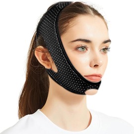 Chin Strap for Sleeping, Chin Strap for CPAP Users, Jaw Strap for Sleep Apnea, Adjustable & Breathable Chin Strap, Anti Snoring Devices,Snore Stopper for Men and Women, (Black/L)