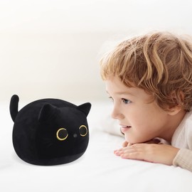 Black cat Plush,7.1 Inch Small Cute Black Cat Pillow,Soft Plush Doll Stuffed Animal Toy Cat Plushie Cat Pillow for Boy Girl Gift Thanksgiving Christmas Holiday Birthday Gift