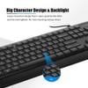 Wired Large Print Keyboard White Bold Jumbo Letters Silent Backlit