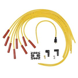 ACCEL 4040 Juego de cables de bujía, 8 mm, color amarillo con botas rectas naranjas