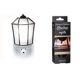 Yankee Candle Black Lantern Light Up Scent-Plug Diffuser Unit with a 2 Black Coconut Fragranced Electric Refill