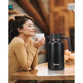 34 Oz Carafes for Hot Liquid, Stainless Steel Insulated Vacuum Thermal Coffee Carafes For Keeping Hot, 1 Liter Coffee Dispenser（Black)