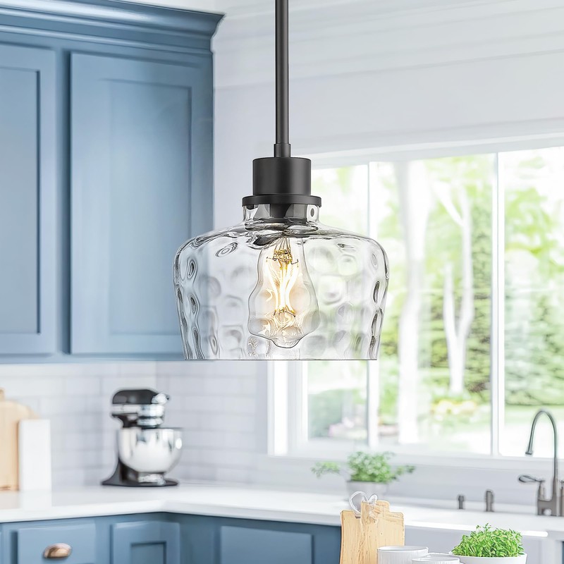 Emak 8 Inch Pendant Lights Kitchen Island, Black Pendant Light