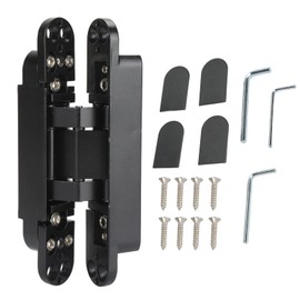 Hidden Door Hinges, Invisible Hinges for Hidden Door Silver Flush Door Cupboard Hinge 180 Degrees Adjustable Cross Hidden Hinges, for 35mm-850mm Door (Black)