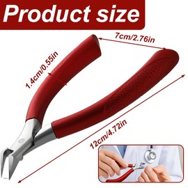 GXGM Nagelzange Gerade Klinge für Eingewachsene Fußnägel und Fingernäge,Edelstahl und Scharfe Spitze Eckenzange Fußpflege,Nagelschere für Starke Fußnägel,Nagelzangen für Fußnägel Profi (Rot)