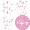 80pcs Snowflake Thank You Stickers, Thank You Snow Much Round