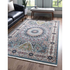 Unique Loom Narenj Collection Area Rug - Adams (5' 1" x 8' Rectangle Blue/Burgundy)