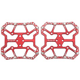 1 Pair Bicycle Clipless Pedal Converter Self Locking Disc Pedals Platform Adapter for SPD Bike SystemRed