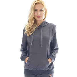 Bearsland Women's Maternity Winter Sporty Hoodie Breastfeeding Sweater Nursing Top,Darkgrey,L