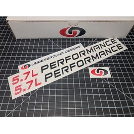 5.7L Performance Decals (2-Pack) Hemi V8 Hood Fender Racing Stickers Fits 2005+ Challenger Charger Ram Durango R/T 300C (Gloss Black & Red, 3/4" H x 11.5" L)