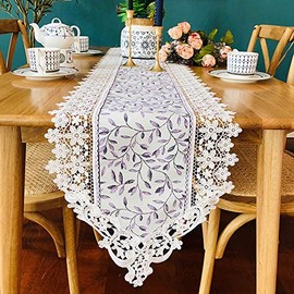 Generic Caminos de Mesa Camino de Mesa con Flecos, Camino de Mesa Lateral de Encaje de Cinta Camino de Mesa Decorativo de Tela para Decoraciones navideñas de Banquetes de Boda (Color : Purple Rose,