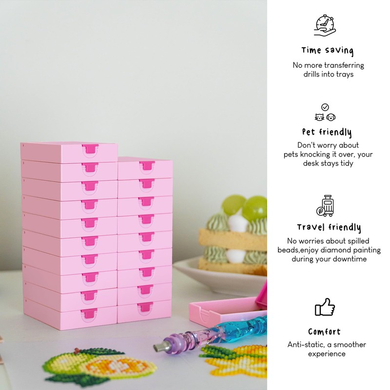 CATEARED 20 Pieces Tiny 2-in-1 Stackable Diamond Painting Trays with