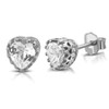 925 Sterling Silver Love Heart Clear White CZ Stud Earrings,