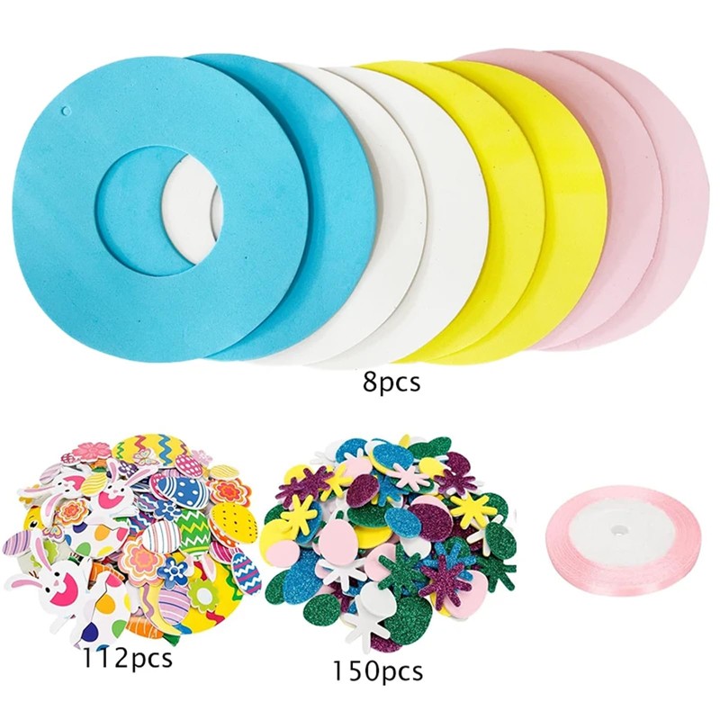 Easter Wreaths For Front Door,8Pcs DIY Artificial Spring Easter Wreath