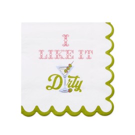 Two's Company I Like It Dirty 3-Ply Paper Cocktail Napkin with Scalloped Edge, 5-Inch, Multicolor, Set of 30