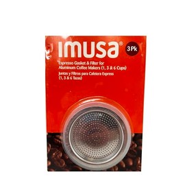 Imusa USA SP-394 Replacement Gasket and Filter For Aluminum Stovetop Espresso Coffee Makers, 1, 3, 6 Cup
