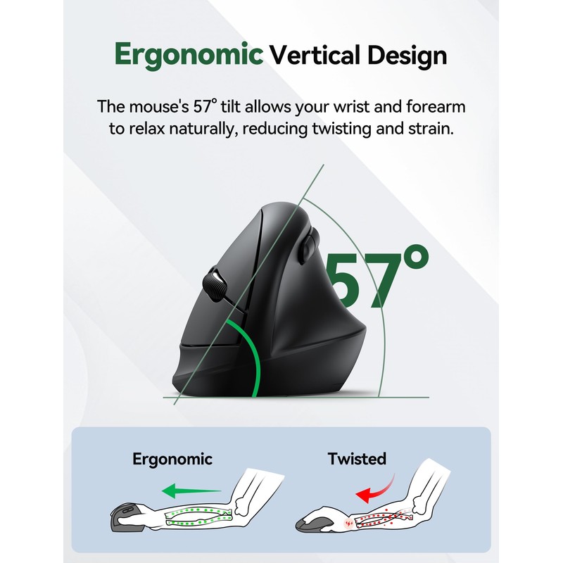 TECKNET Ergonomic Mouse Mini, 2.4G Wireless Vertical Mouse for Small