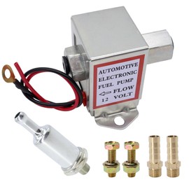 OXCANO Solid State Fuel Pump Kit Replacement for Facet FEP42SV 12V 1.5-4Psi 25 GPH 12" Min Dry Lift Cube Car Electric Fuel Pump Low Pressure with Clamps/Fittings/Filter