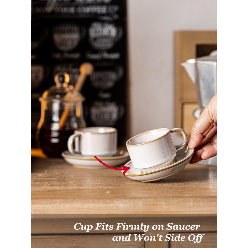 Gomakren 2.5 Ounce Espresso Cups Set of 4, Small Stackable