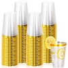 Upigi 100 Pcs Gold Plastic Cups,12oz Gold Rimmed Plastic Cups,Heavy