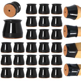 24 pcs Black Chair Leg Floor Protectors, Furniture Felt Pads Silicone Covers caps for Chairs,Chair Leg Protectors for Hardwood Floors (Fit Round Diameter 15/16" to 1-5/16")