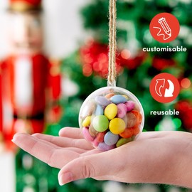 THE TWIDDLERS 48 Large Clear Plastic Ornaments for Crafts Fillable Christmas Balls 3.2", Christmas Craft Fillable Baubles, Small Clear DIY Fillable Ornaments Christmas Tree Decorations, Ornament Balls