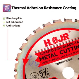 HOJR Metal Cutting Circular Saw Blade, Steel and Stainless Steel Cutting, The Cutting Head uses a Special Anti-Heat Sticking Coating with high Finish and Long Life,FMB 5-3/8 inch 30-Tooth 20mm -TA