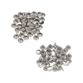 Trimming Shop Double Cap Rivets Leather Rivets Tubular Metal Studs for DIY Leathercrafts, Clothing Repair & Replacement, Handbag, Belts, 5mm x 5mm, Silver, 100 Sets