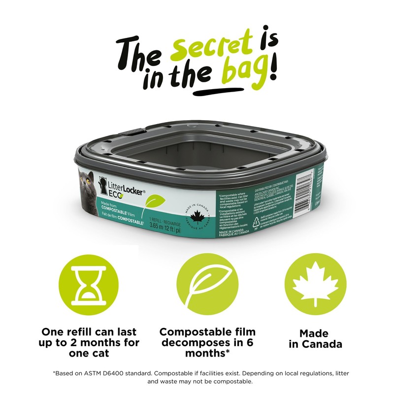 LitterLocker Refills – Square Eco Refill 1pk – Compostable cat