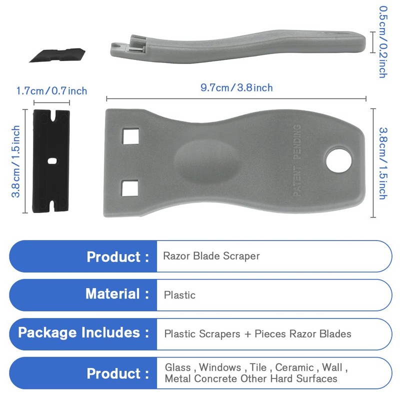 Flintronic 2PCS Plastic Scraper with 30PCS Plastic Blades, Window Scrapers